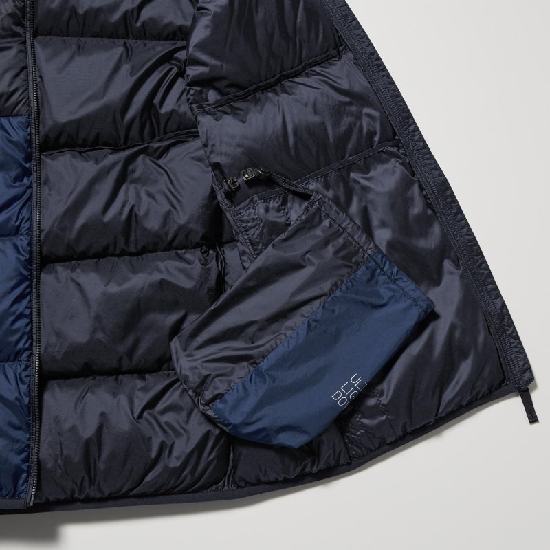 Navy Uniqlo Ultra Light Down Wide Quilt Color Block Men Vest | 7750433