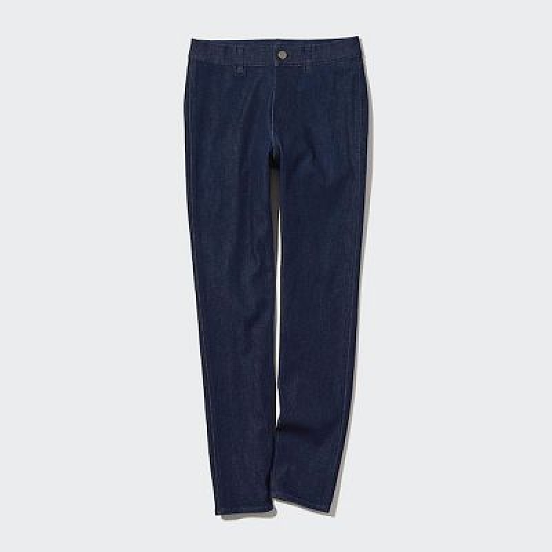 Navy Uniqlo Ultra Stretch Denim Women Pants | 6774829