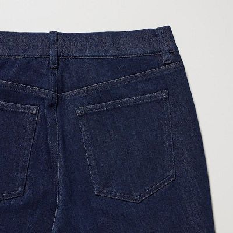 Navy Uniqlo Ultra Stretch Denim Women Pants | 6774829