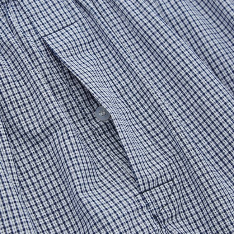 Navy Uniqlo Woven Checked Boxer Men Underwear | 7576442