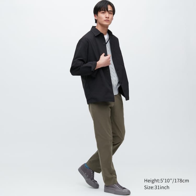 Olive Uniqlo Airsense Ultra Light Cotton-look Men Pants | 764952