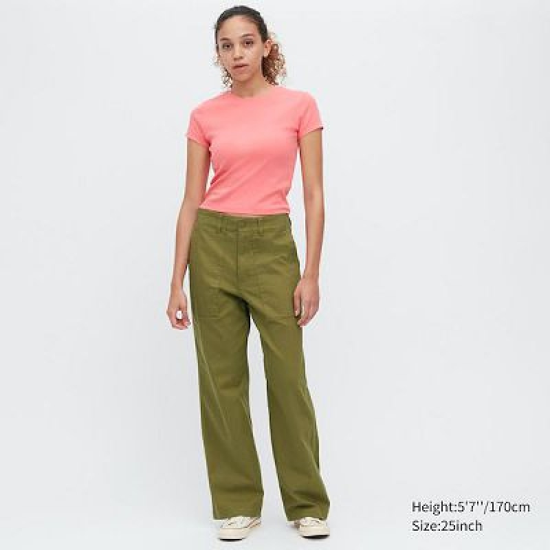 Olive Uniqlo Baker Women Pants | 3937516