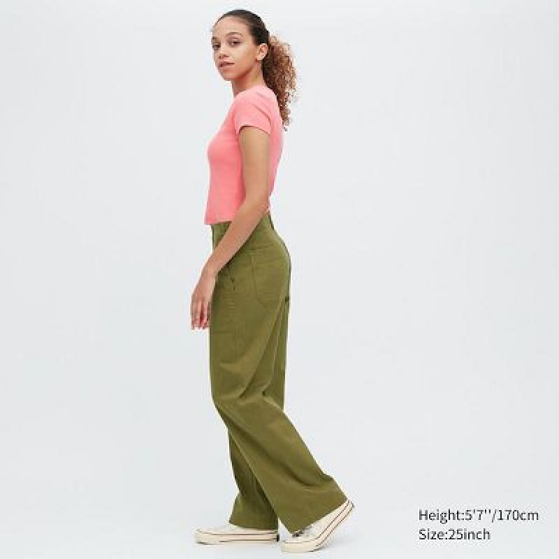 Olive Uniqlo Baker Women Pants | 3937516