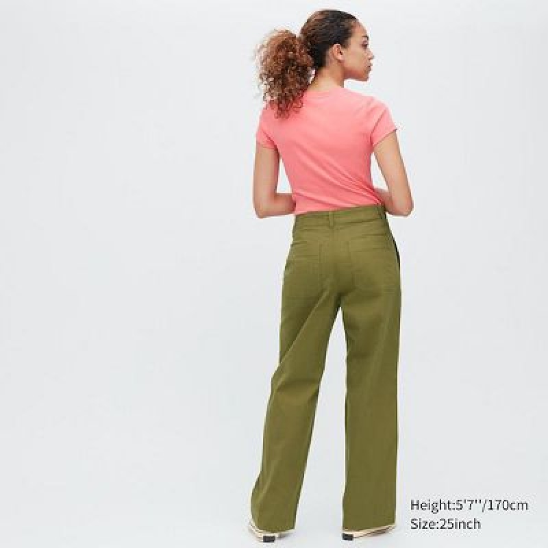 Olive Uniqlo Baker Women Pants | 3937516