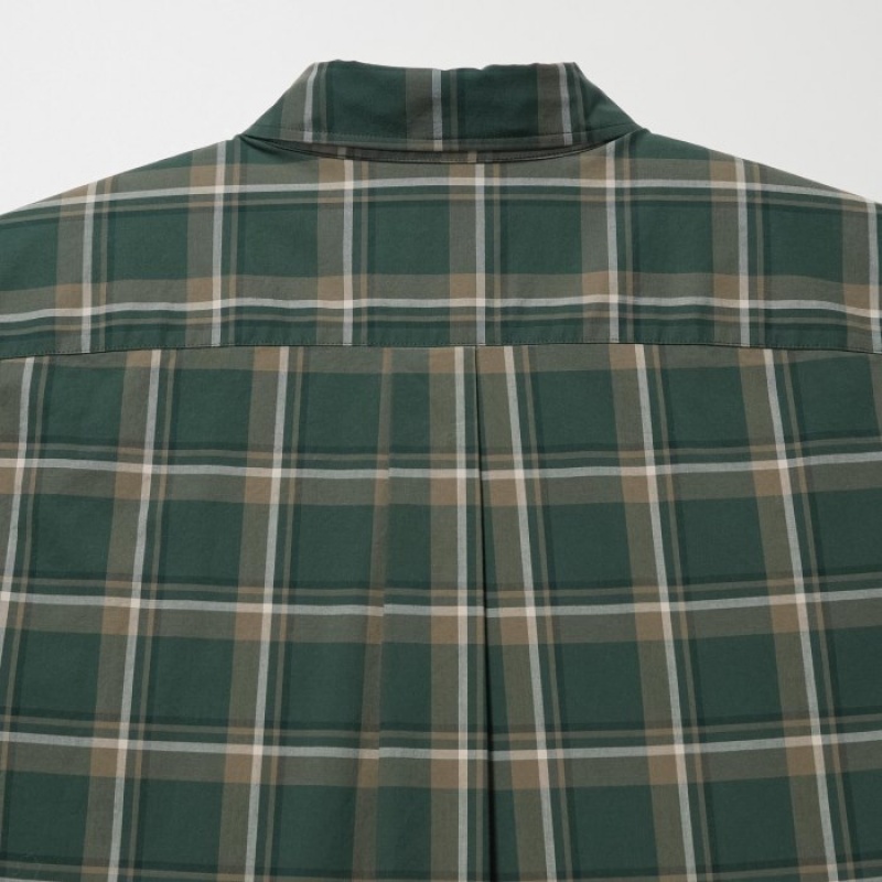 Olive Uniqlo Extra Fine Cotton Broadcloth Checked Casual Women Shirts | 5007199