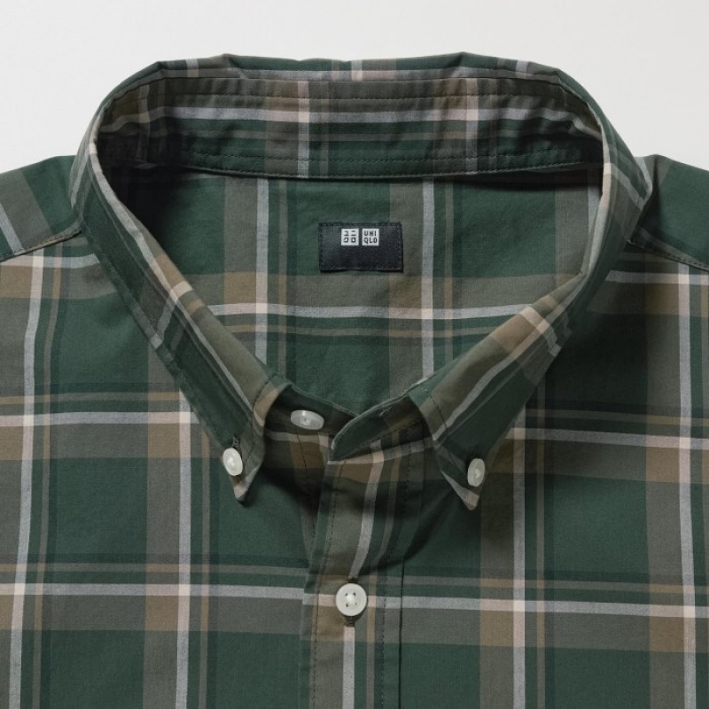 Olive Uniqlo Extra Fine Cotton Broadcloth Checked Casual Women Shirts | 5007199
