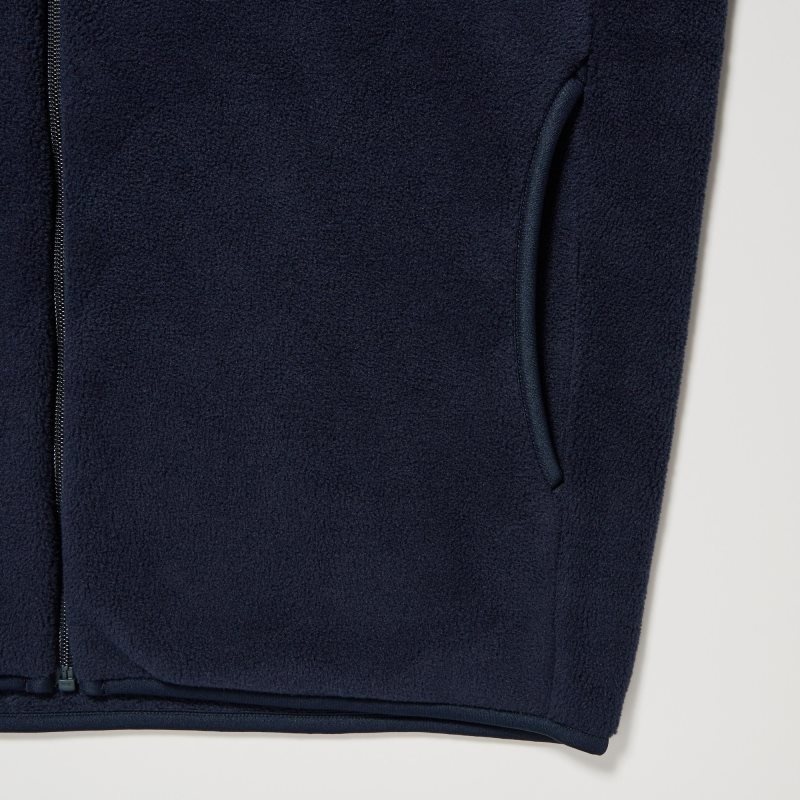 Olive Uniqlo Fleece Long-sleeve Full-zip Men Jackets | 8067956