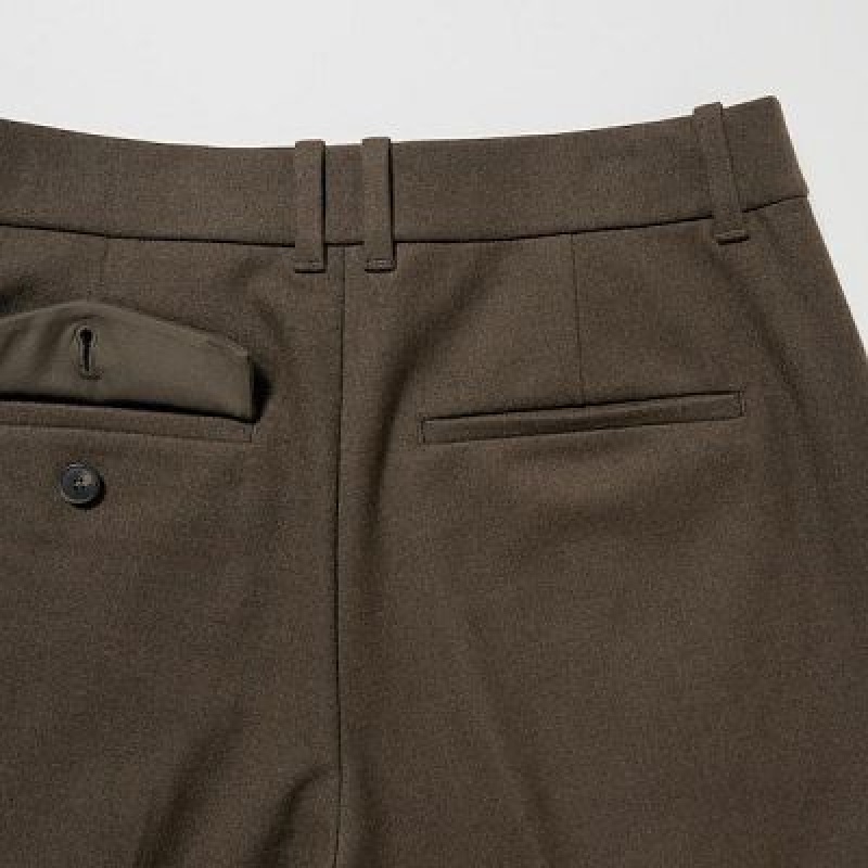 Olive Uniqlo HEATTECH Pleated Tapered Women Pants | 7685622
