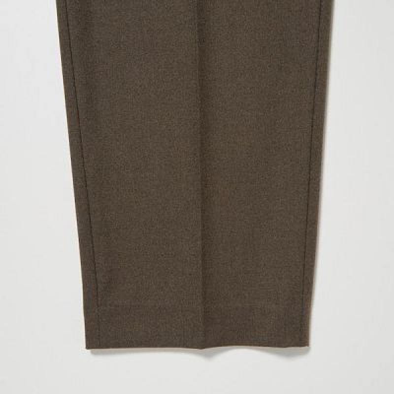 Olive Uniqlo HEATTECH Pleated Tapered Women Pants | 7685622