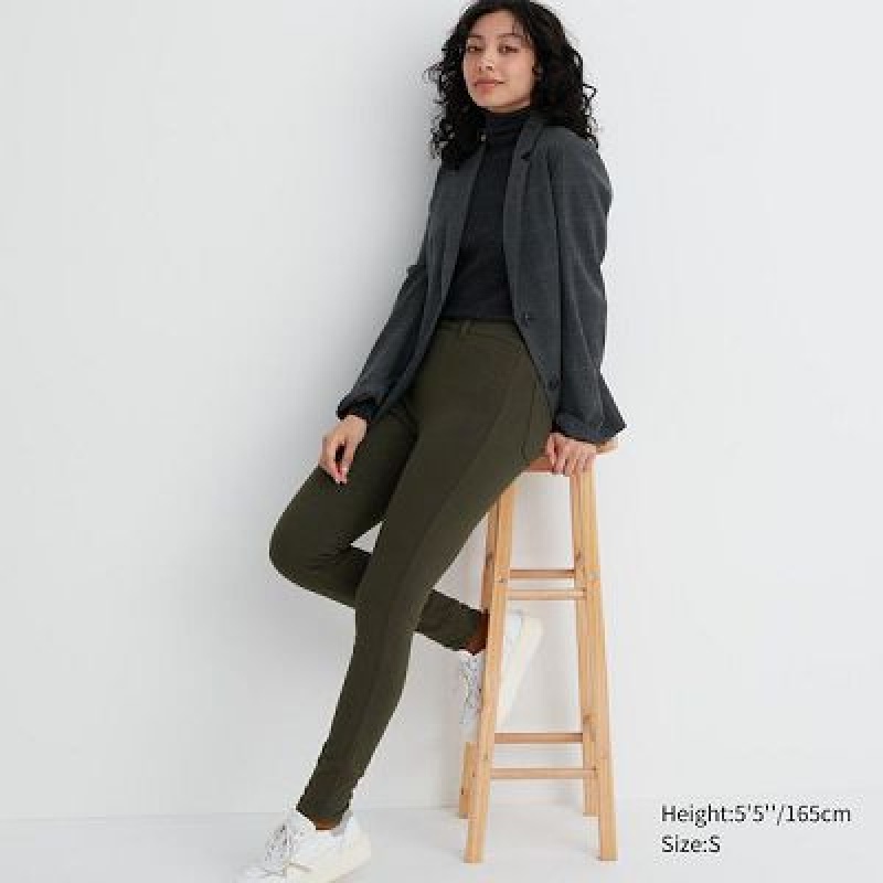 Olive Uniqlo HEATTECH Ultra Stretch High-Rise Women Leggings | 2831369