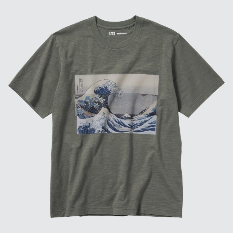 Olive Uniqlo Hokusai UT Short Sleeve Women T Shirts | 8120422