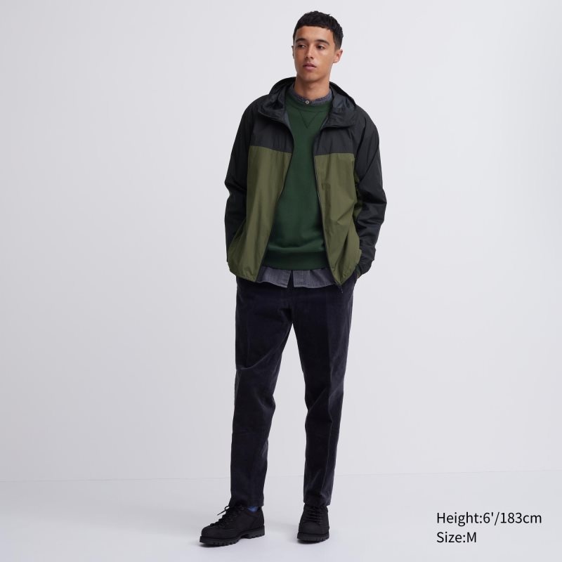 Olive Uniqlo Pocketable Uv Protection 3d Cut Color Block Men Parka | 5331216