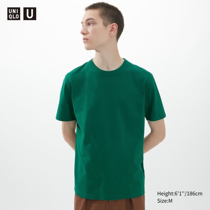 Olive Uniqlo U Crew Neck Short-sleeve Men T Shirts | 9996963