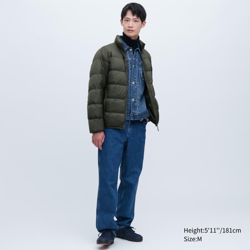 Olive Uniqlo Ultra Light Down 3d Cut Wide Quilt Men Jackets | 892128