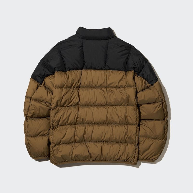 Olive Uniqlo Ultra Light Down 3d Cut Wide Quilt Color Block Men Jackets | 3983159