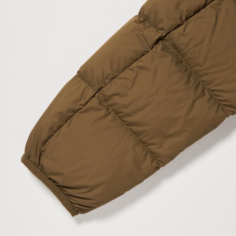Olive Uniqlo Ultra Light Down 3d Cut Wide Quilt Color Block Men Jackets | 3983159