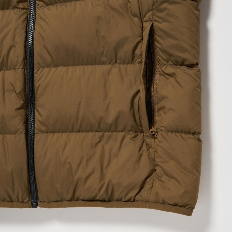 Olive Uniqlo Ultra Light Down 3d Cut Wide Quilt Color Block Men Jackets | 3983159
