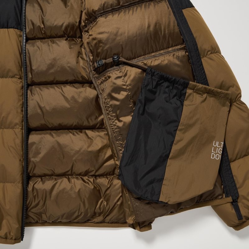 Olive Uniqlo Ultra Light Down 3d Cut Wide Quilt Color Block Men Jackets | 3983159