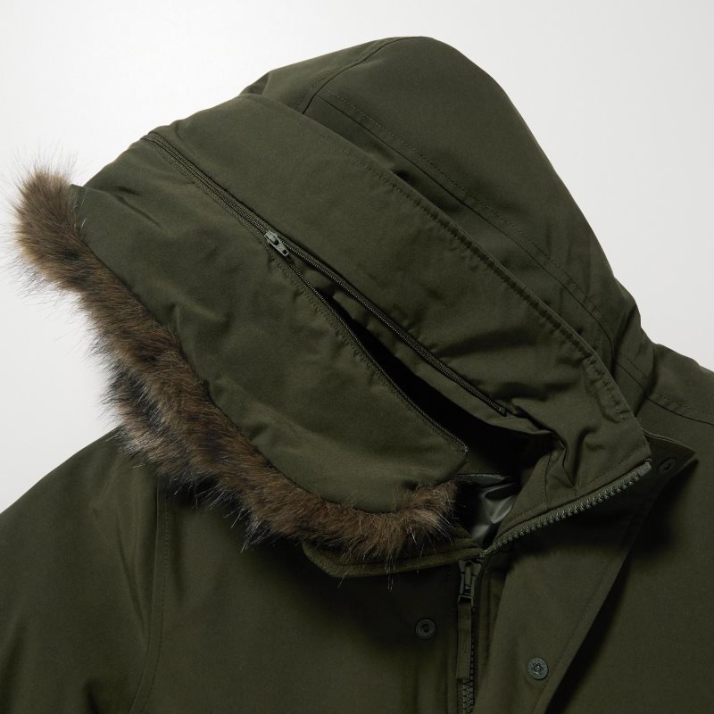 Olive Uniqlo Ultra Warm Hybrid Down Men Coats | 4986152