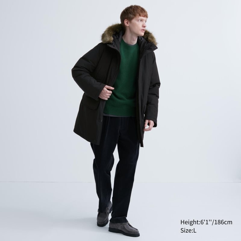 Olive Uniqlo Ultra Warm Hybrid Down Men Coats | 4986152