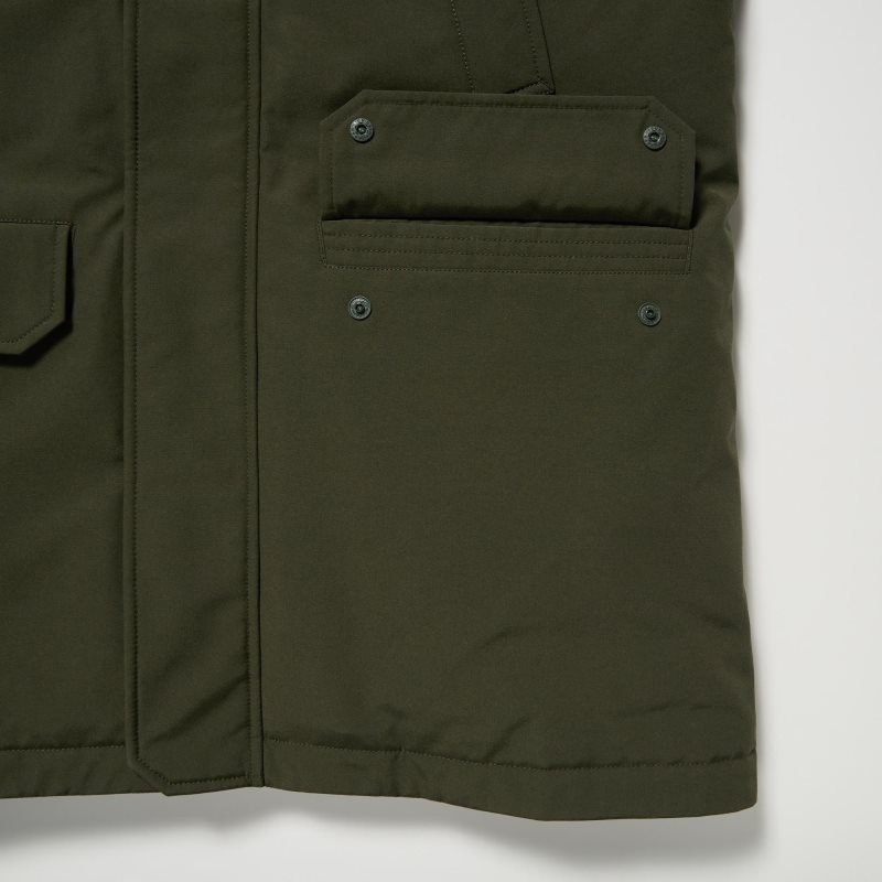 Olive Uniqlo Ultra Warm Hybrid Down Men Coats | 4986152