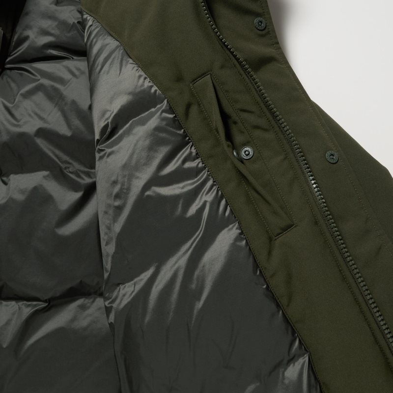 Olive Uniqlo Ultra Warm Hybrid Down Men Coats | 4986152