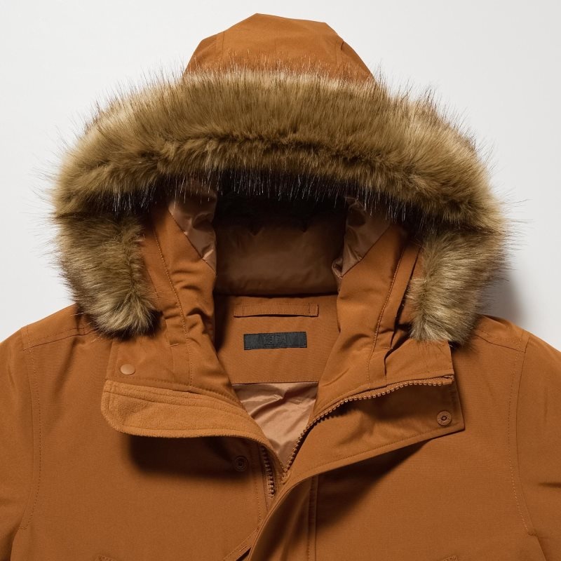 Olive Uniqlo Ultra Warm Hybrid Down Men Coats | 4402392