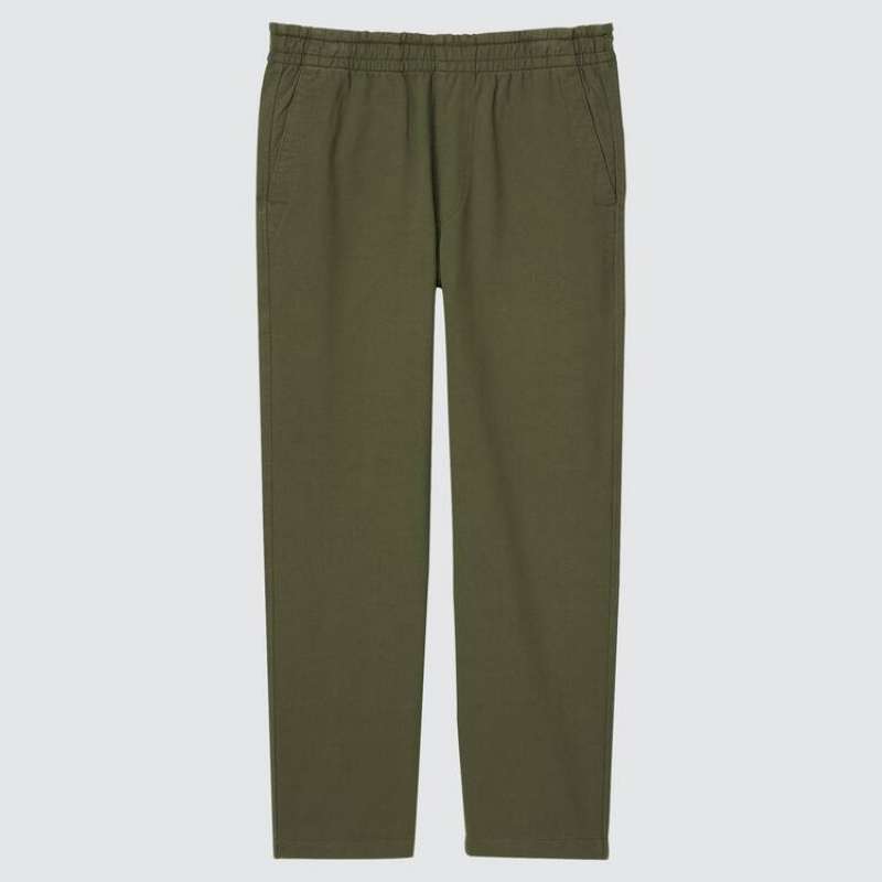Olive Uniqlo Washed Jersey Ankle Length Men Pants | 69462