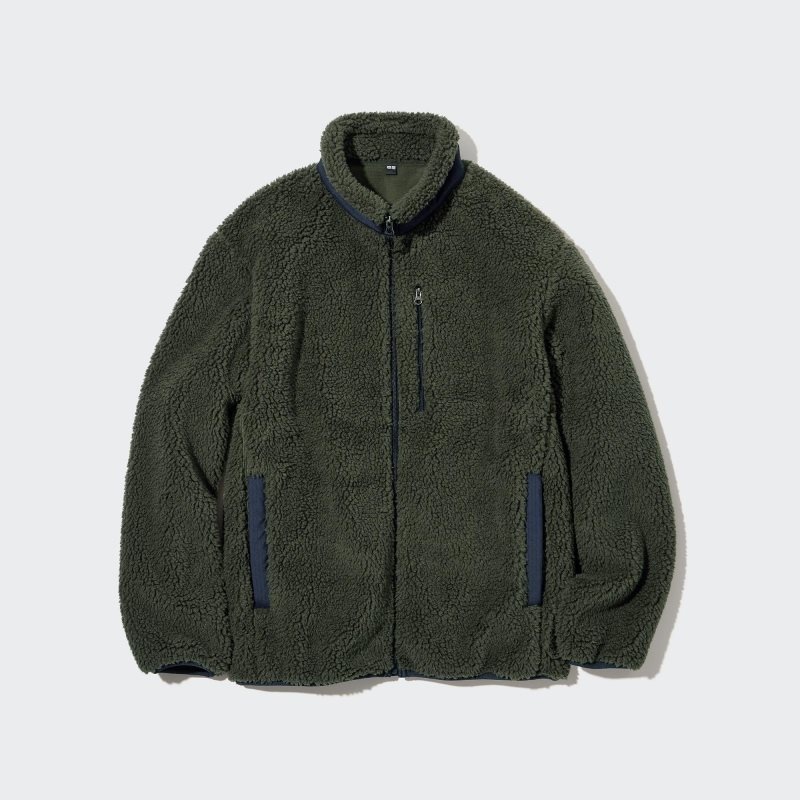 Olive Uniqlo Windproof Outer Fleece Men Jackets | 5544055