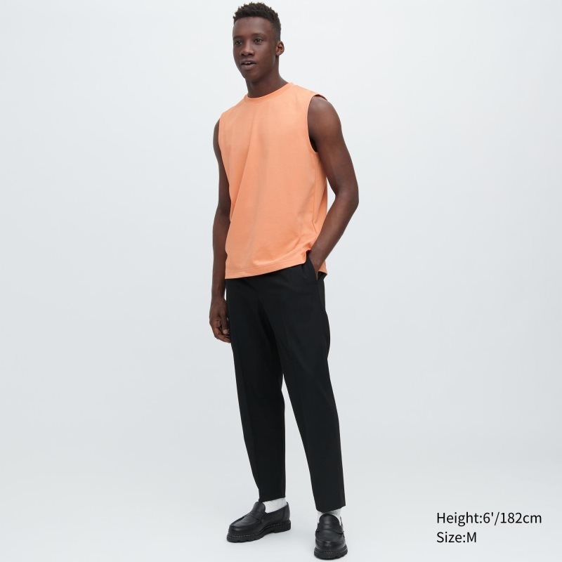 Orange Uniqlo Airism Cotton Sleeveless Men T Shirts | 3455705