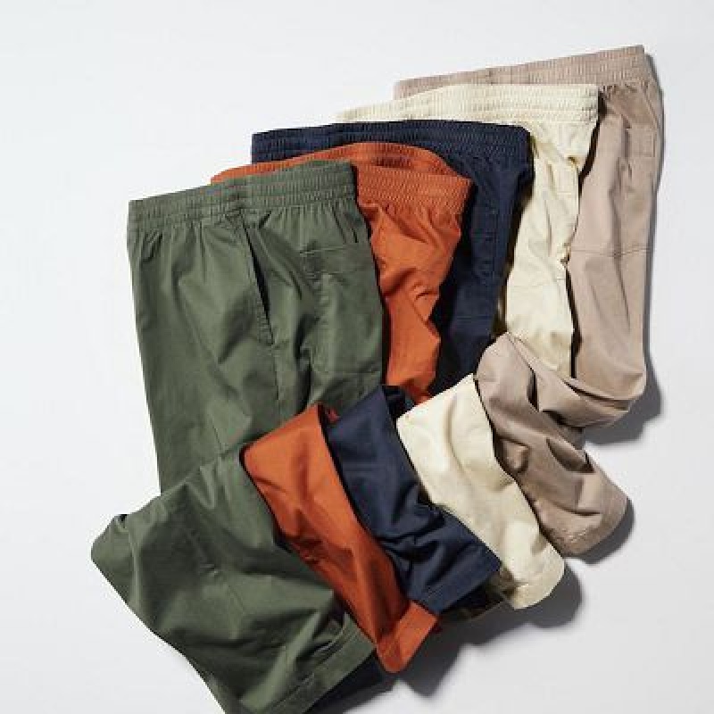 Orange Uniqlo Cotton Relaxed Ankle Women Pants | 9651924
