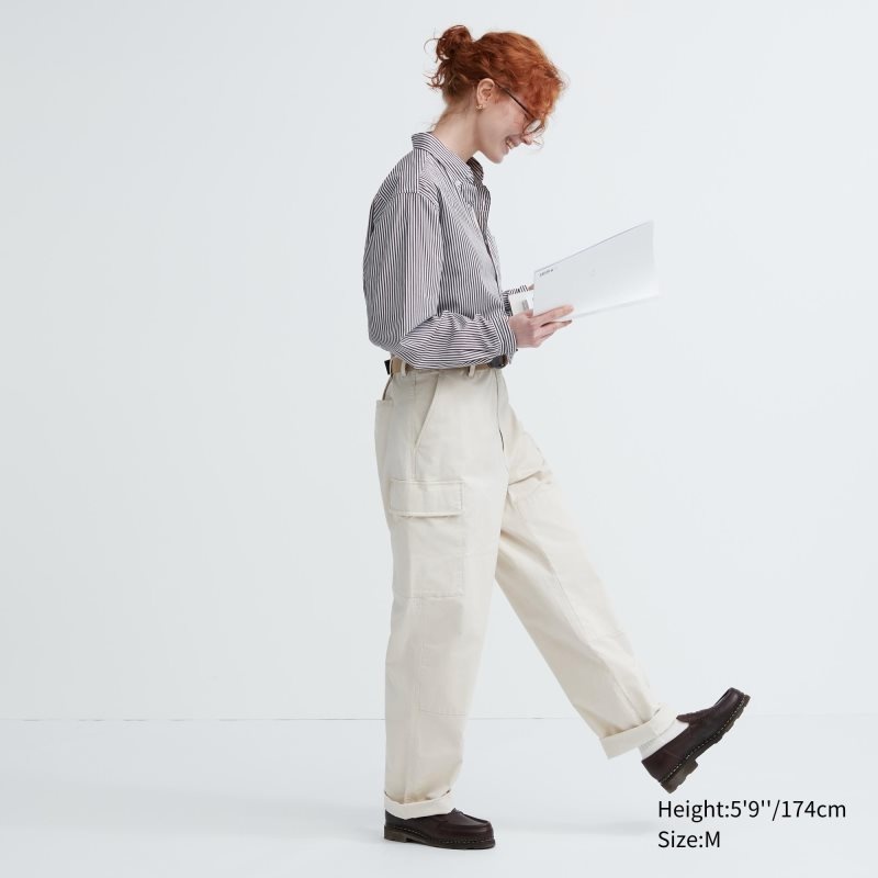 Orange Uniqlo Extra Fine Cotton Broadcloth Striped Long-sleeve Men Shirts | 1950235