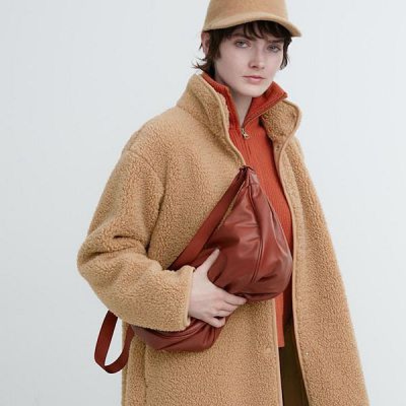 Orange Uniqlo Faux Leather Round Women Crossbody Bags | 6678296