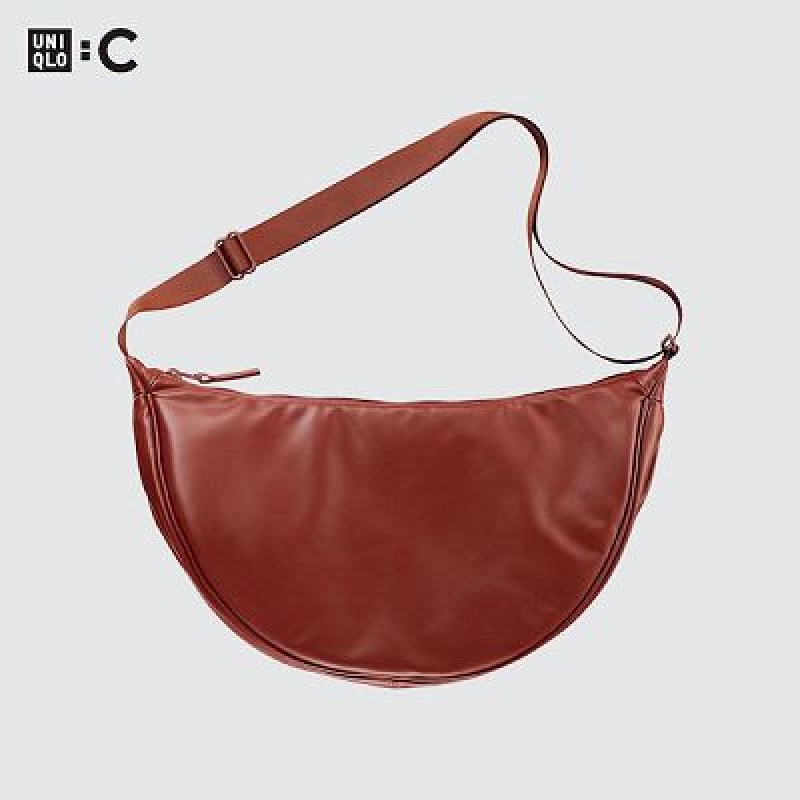 Orange Uniqlo Faux Leather Round Women Crossbody Bags | 6678296