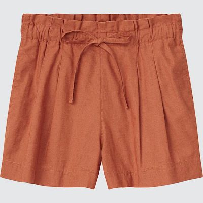Orange Uniqlo Linen-Cotton Women Shorts | 7411586