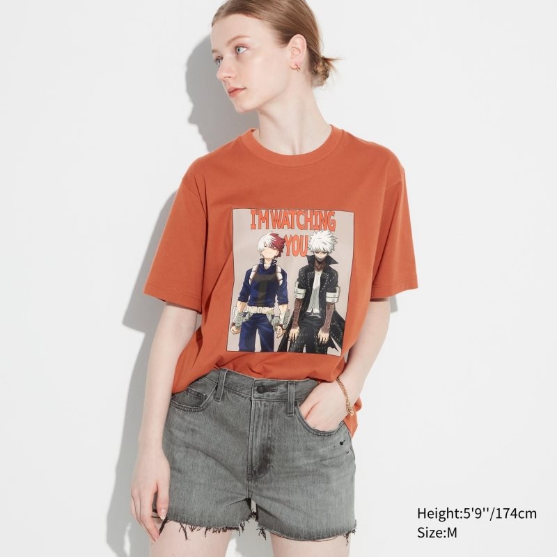 Orange Uniqlo My Hero Academia Ut Short-sleeve Graphic Men T Shirts | 7486467
