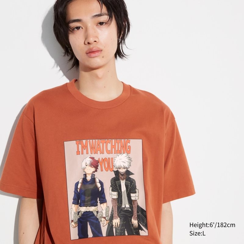Orange Uniqlo My Hero Academia Ut Short-sleeve Graphic Men T Shirts | 7486467