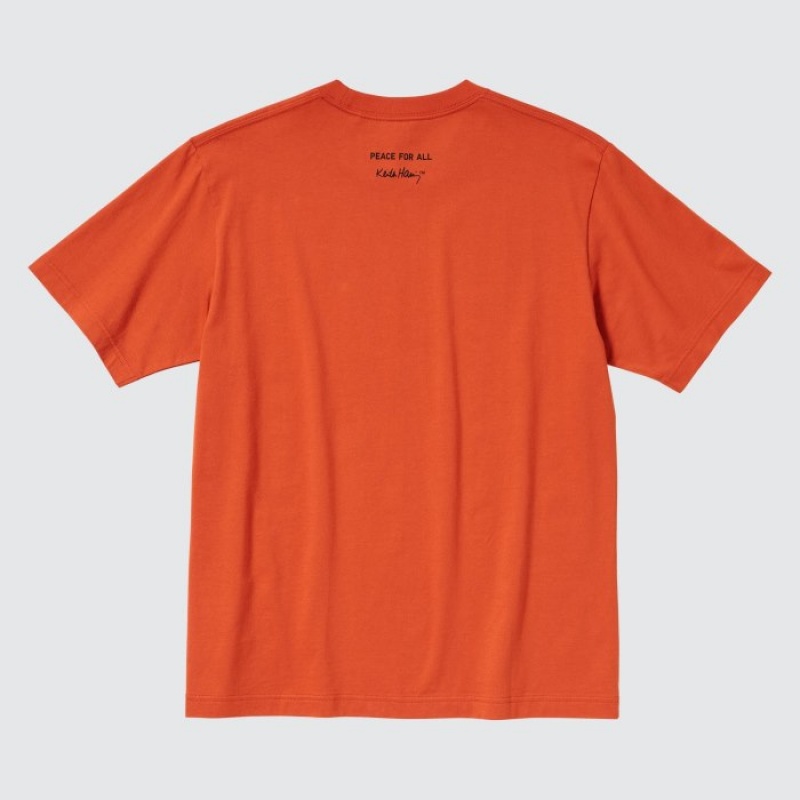 Orange Uniqlo PEACE FOR ALL Short-Sleeve Graphic Keith Haring Women T Shirts | 7014432