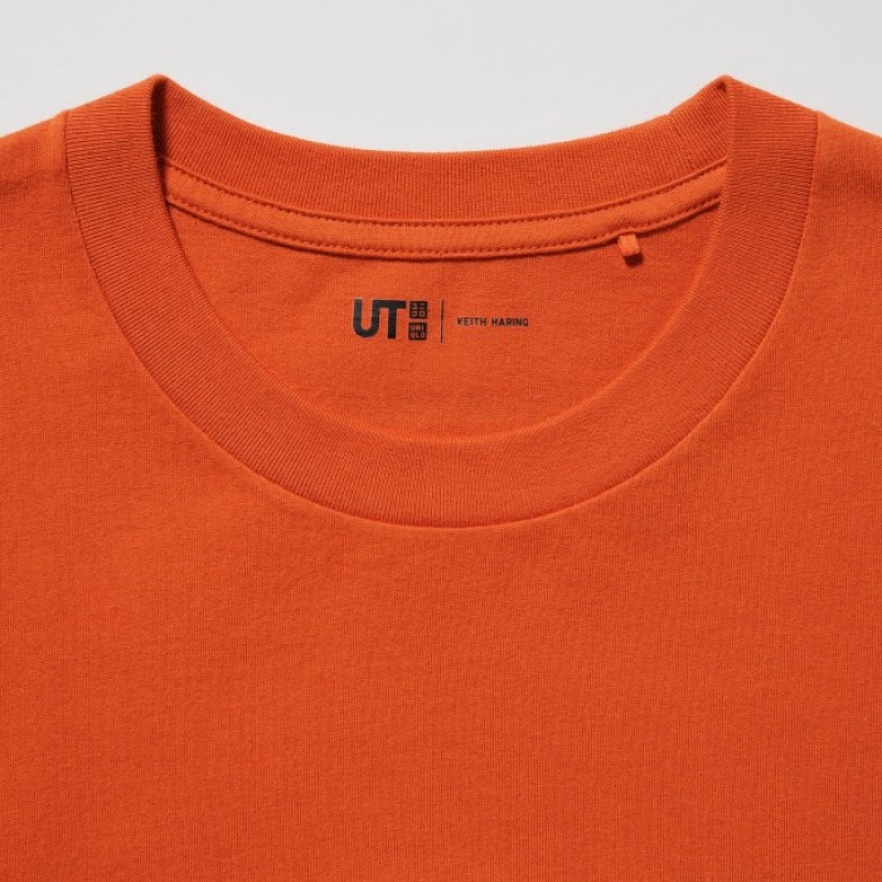 Orange Uniqlo PEACE FOR ALL Short-Sleeve Graphic Keith Haring Women T Shirts | 7014432