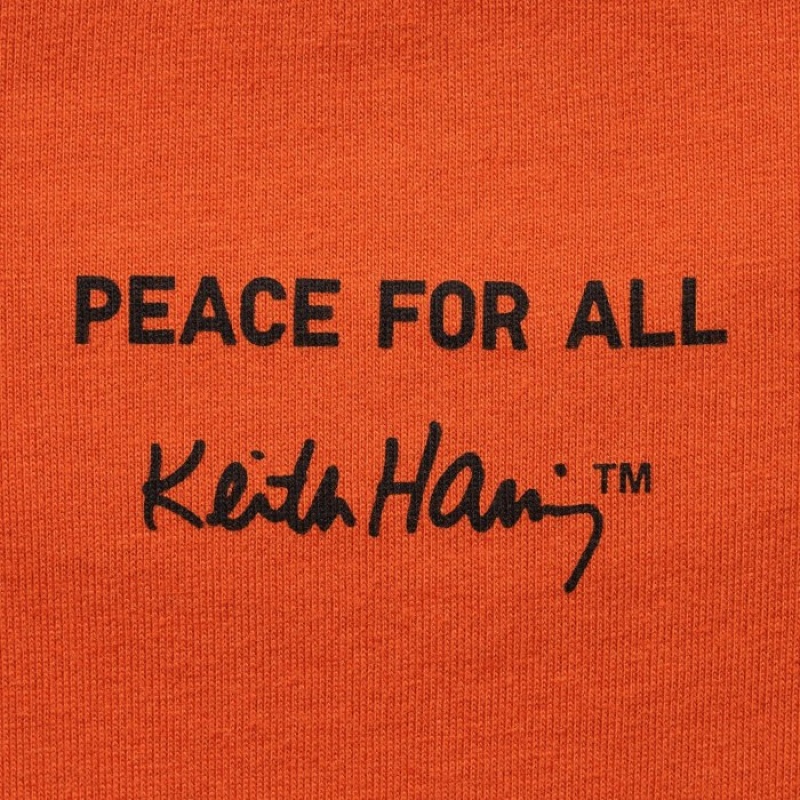 Orange Uniqlo PEACE FOR ALL Short-Sleeve Graphic Keith Haring Women T Shirts | 7014432