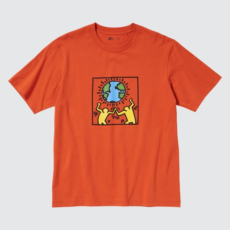 Orange Uniqlo Peace For All Keith Haring Short-sleeve Graphic Men T Shirts | 9824144