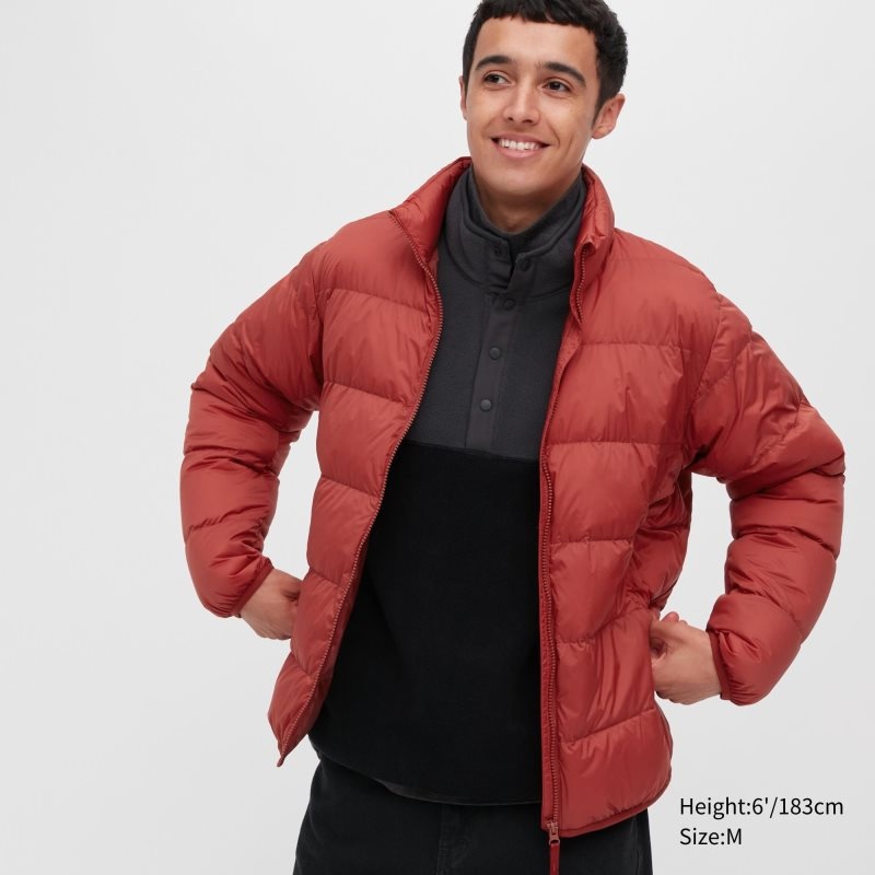 Orange Uniqlo Ultra Light Down 3d Cut Wide Quilt Men Jackets | 9956854