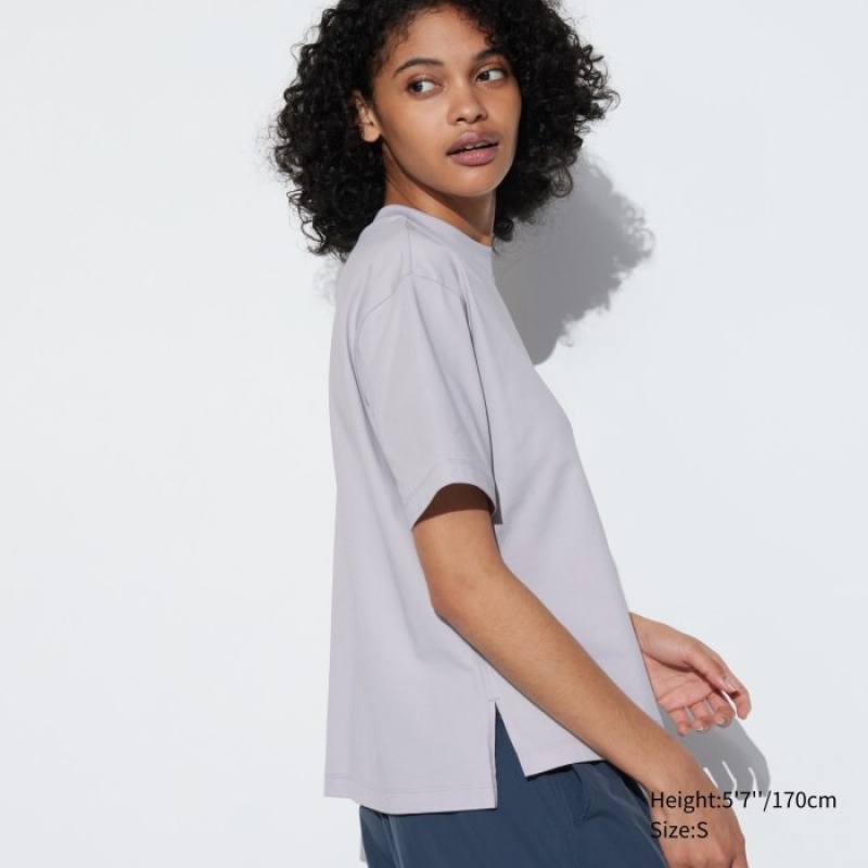 Pink Uniqlo AIRism Cotton Short Sleeve Women T Shirts | 7323773