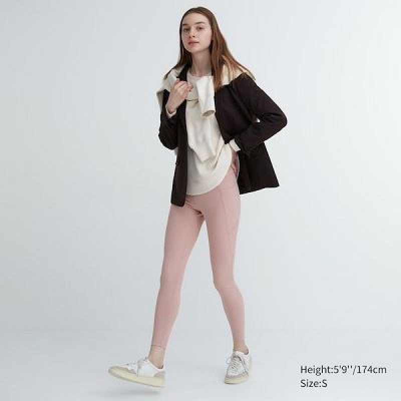 Pink Uniqlo AIRism UV Protection Pocketed Soft Women Leggings | 640701