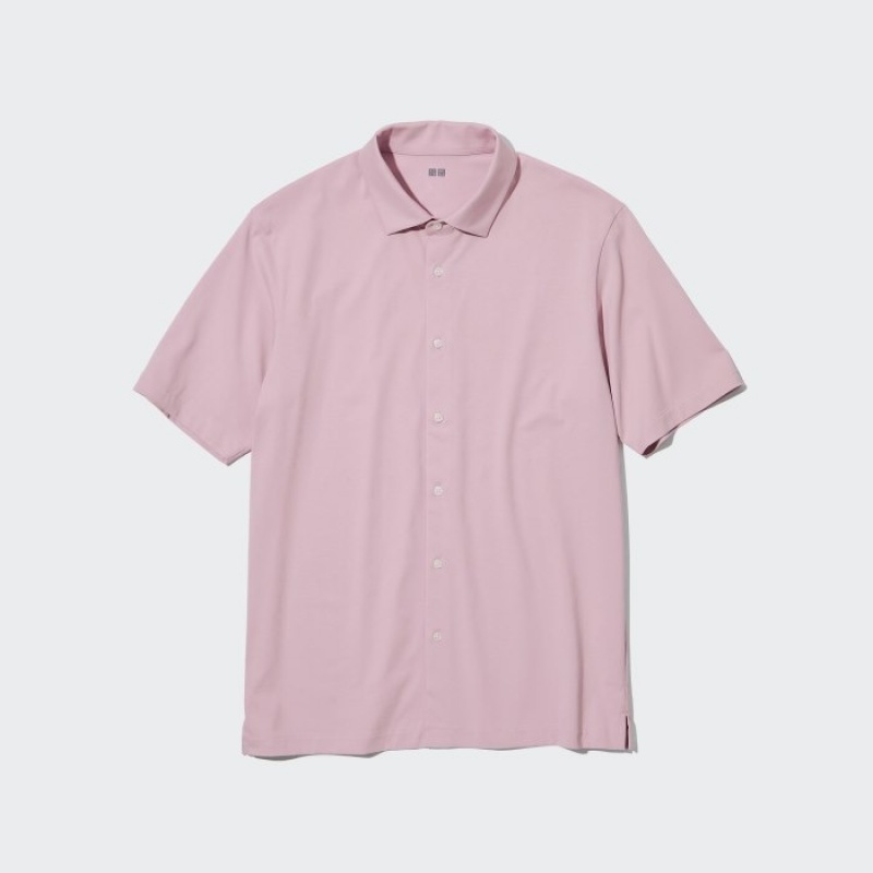 Pink Uniqlo Airism Full Open Short-sleeve Women Polo Shirts | 1220517
