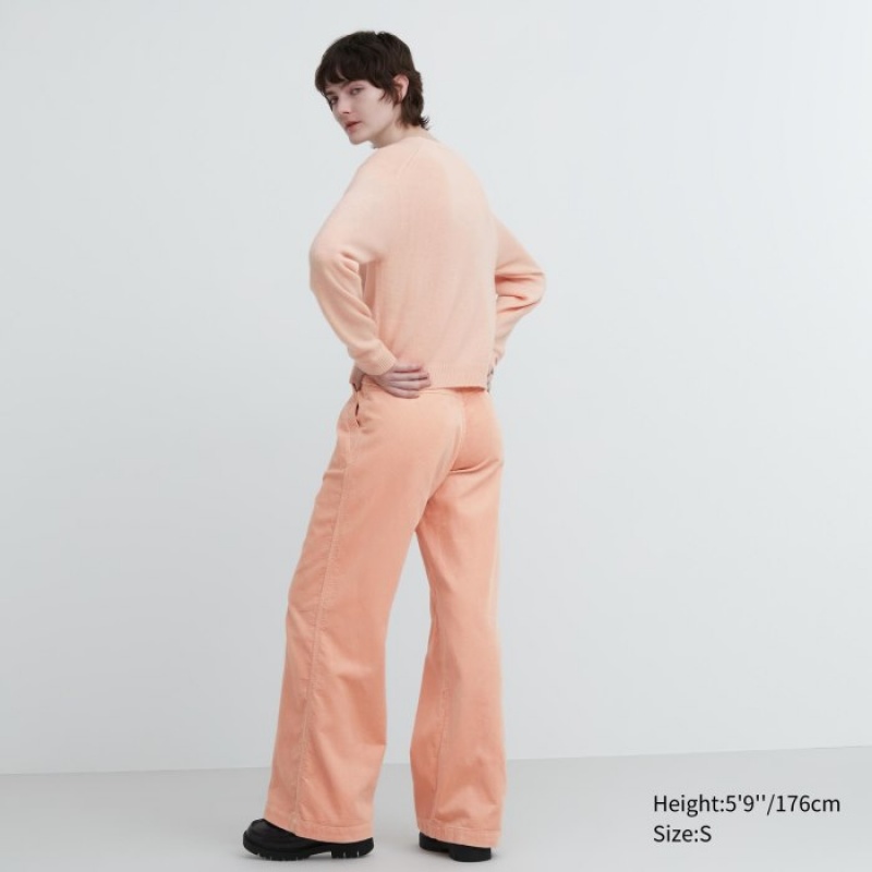 Pink Uniqlo Cashmere Crew Neck Long-Sleeve Short Women Cardigan | 3790854