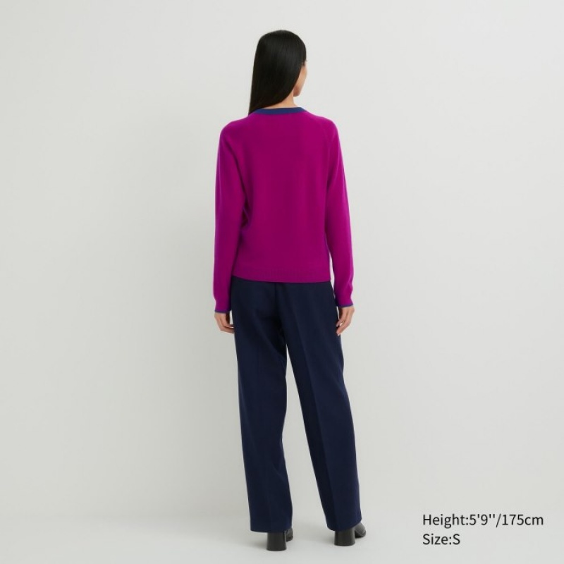 Pink Uniqlo Cashmere Crew Neck Long-sleeve Women Sweaters | 8040924