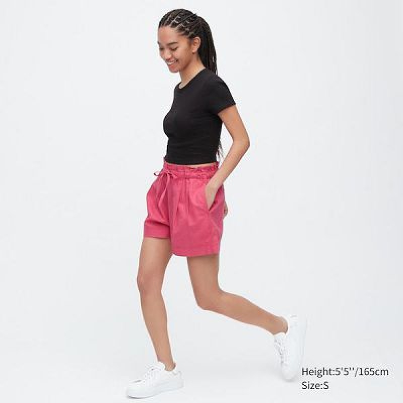 Pink Uniqlo Cotton Linen Women Shorts | 5024306