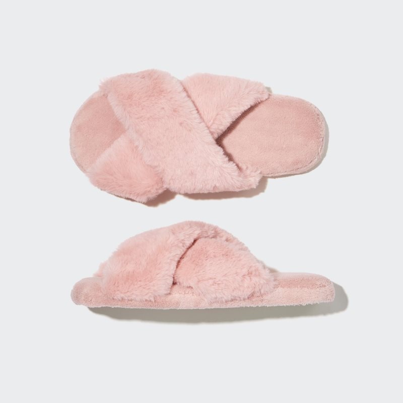 Pink Uniqlo Fleece Room Furry Fleece Men Slippers | 5901939