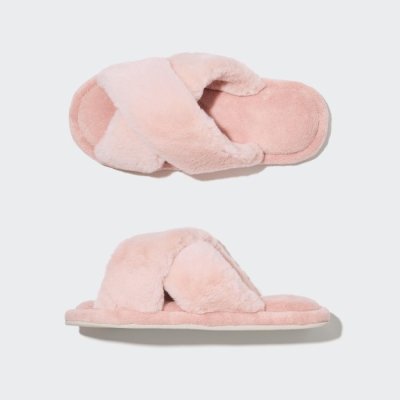 Pink Uniqlo Fleece Room Women Slippers | 1967219